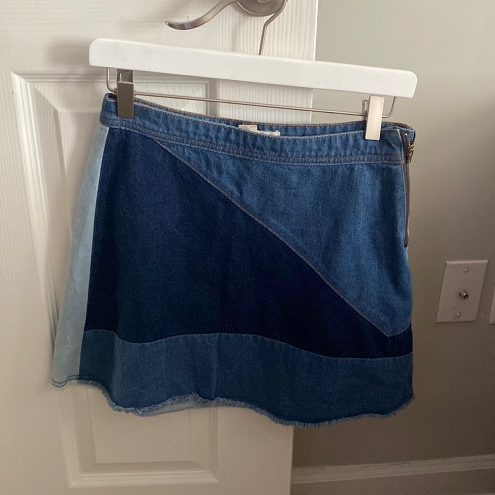 LIFE IN PROGRESS URBAN OUTFITTERS COLORBLOCK DENIM SKIRT SIZE SMALL